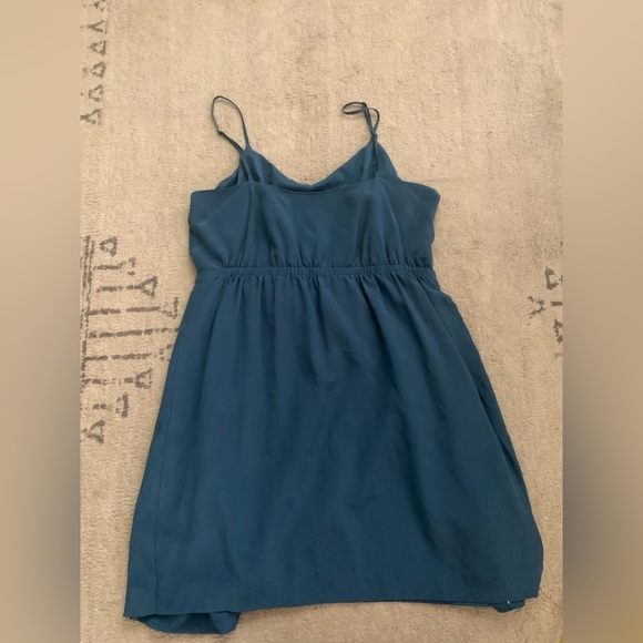 Madewell Sandstar Silk Sleeveless Tulip Mini Dress Peacock Blue Size 10 - Picture 7 of 8